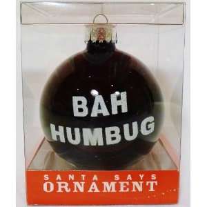  Holiday Lane Bah Humbug Black Glass Ball Christmas Ornament