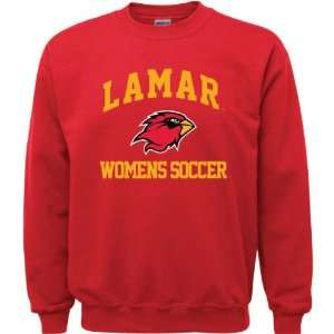  Lamar Cardinals Red Youth Womens Soccer Arch Crewneck 