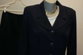 LESLIE pants SUIT blazer fitted jacket ladies 14 womens blue washable 