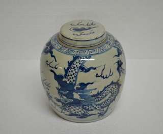 Chinese Blue White Porcelain Ginger Jar Dragon JUN11 01  