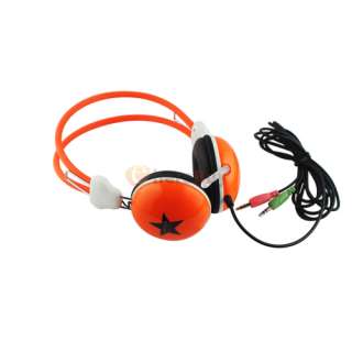 Orange Over Ear Headphone Stereo Headset + Microphone  