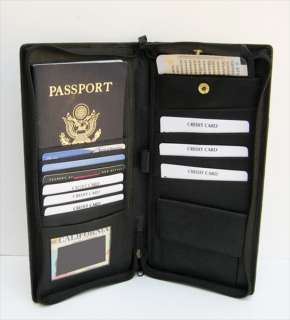 BLACK LEATHER PASSPORT Holder Ticket ORGANIZER Wallet Rare  