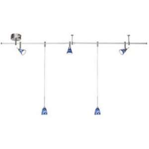   Blue and Frosted Glass 5 Light Directional Rail Kit