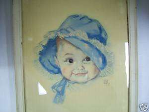 Antique Maud T Fangel Baby Print Nursery Day Care Decor  
