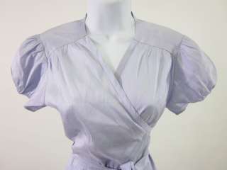 CALYPSO Lavender Silk Wrap Tie Short Sleeve Blouse Sz S  
