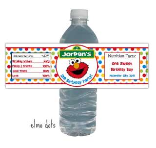 Elmo Sesame Street Birthday Party Water Bottle Labels  