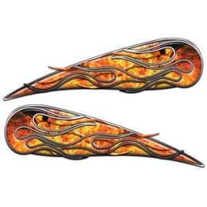  Inferno Motorcycle Gas Tank Flame Decals   4 h x 13.75 w 