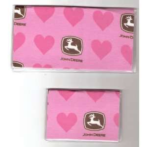   Set Made with John Deere Tractor Pink Heart Fabric 