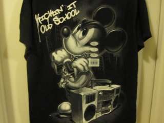 Disney Mickey Mouse Kickin it Old School T Shirt RARE L Large New 