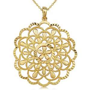   Over Sterling Silver Kaleidoscopic Textured Flower Pendant Jewelry
