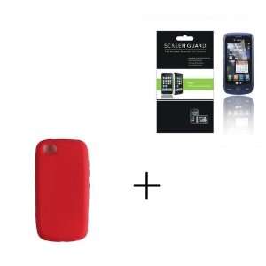 LG GS505 Red Rubberized Hard Protector Case + Screen Protector