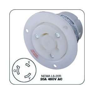 Hubbell HBL2346 AC Flanged Outlet NEMA L8 20 Female White 