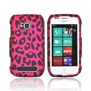  For Nokia Lumia 710 Hot Pink Black Leopard Rubberized Hard 