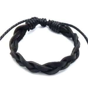  Neptune Giftware Mens Black Plaited Leather & Cord Surf 