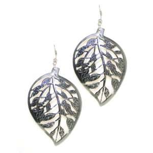  Leafy Filigree Teardrop Earrings, Dark Silver Jewelry