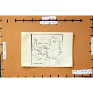  1906 MAP PLAN KENILWORTH CASTLE ENGLAND GARDENS LAKE