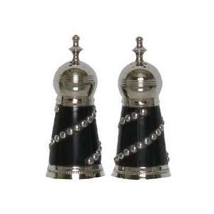  Decorative Salt and Pepper Shakers with Metal Studded Horn 