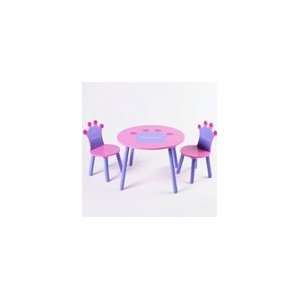  Princess Crown Kids Wood Pink Table and Chairs Set