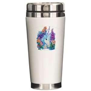  Ceramic Travel Drink Mug Unicorn in Flowers Everything 