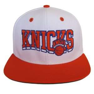  New York Knicks Retro Snapback Cap Hat Script White Orange 