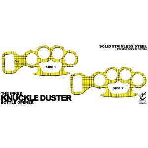  The Inked Knuckle Duster Bottle Opener Plaid Yellow 