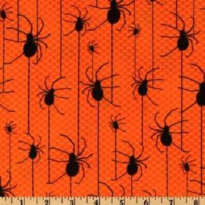  44 Wide Eerie Alley Spiders Pumpkin Fabric By The Yard 