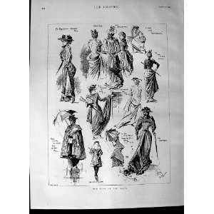   1892 Ladies Fashion Coats Dresses Umbrella Old Print