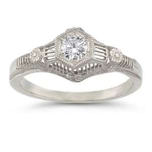  1/4 Carat Vintage Floral Diamond Ring Jewelry