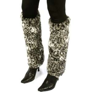  Fur Animal Print Dance Ski Leg Warmer Boot Shoe Cover Cheetah Black