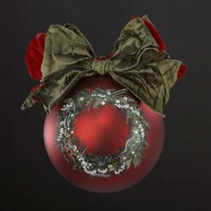  Sarabella Hand Painted Wreath Commercial Red Glass Ball 