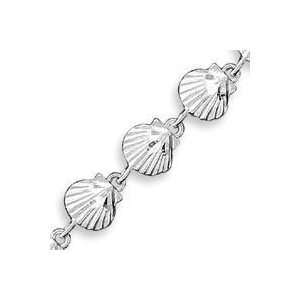  7.5in Sea Shells Bracelet   Sterling Silver Jewelry