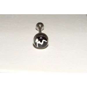  Pin Up Girl Logo Tongue Ring Barbell 316L Stainless Steel 