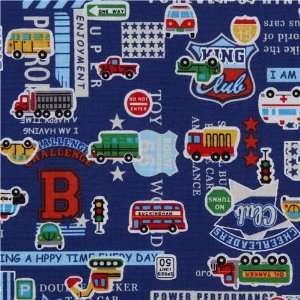 blue cars fabric for boys by Kokka Japan (Sold in multiples of 0.5 