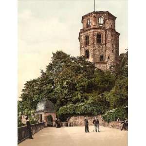 Vintage Travel Poster   Octagonal Tower and Terrace Heidelberg Baden 