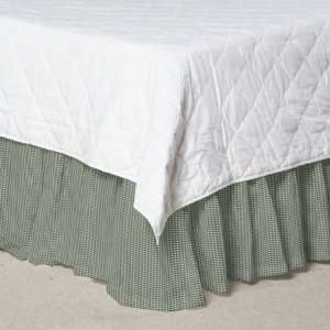  Green And White Small Windowpane, Fabric Bed Skirt Twin In 
