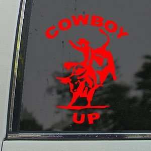  Cowboy Up Red Decal Truck Bumper Window Vinyl Red Sticker 