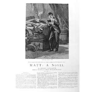  1885 ILLUSTRATION STORY MATT MAN READING BOOK FINE ART 