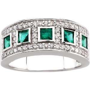   white gold Genuine Emerald & Diamond Ring Diamond Designs Jewelry