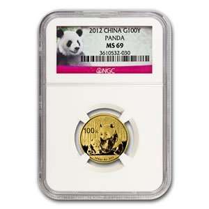  2012 (1/4 oz) Gold Chinese Panda   MS 69 NGC Office 