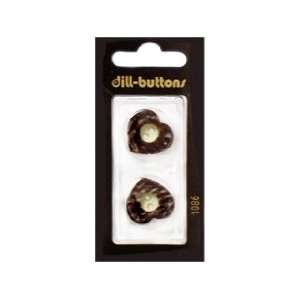  Dill Buttons 20mm 2 Hole Wood Heart Brown 2 pc (6 Pack 