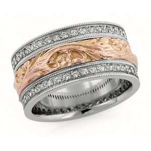 00 Millimeters White and Rose Gold Diamond Wedding Band Ring 14Kt Gold 