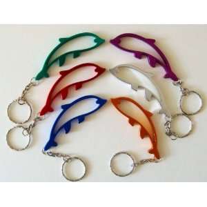  6 x Metal Dolphin Shape Bottle Openers with Keyring 