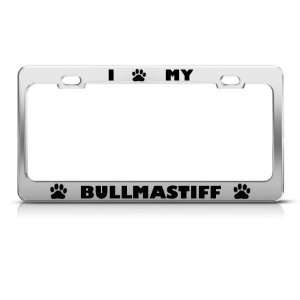 Bullmastiff Dog Dogs Chrome license plate frame Stainless Metal Tag 