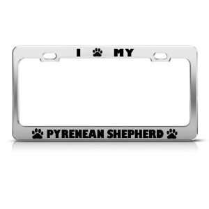 Pyrenean Shepherd Dog Dogs Chrome Metal license plate frame Tag Holder