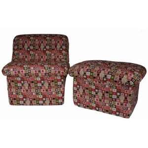  Fun Furnishings Candyland Plaid Cloud Chair and Ottoman 
