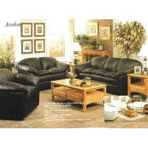  2 pc Avalon black or bone leather sofa and love seat set 