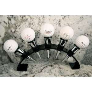  Vintage Golf Ball Wine Stoppers & Display, Set of Five 