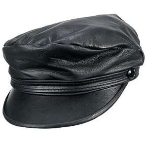  Heavy Duty Leather Riding Cap One Size Fits All Black Automotive