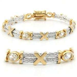 7 Inch XOXO Hugs and Kisses Clear Cubic Zirconia Brass 