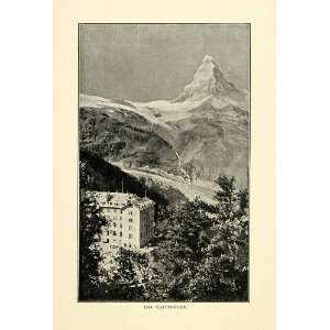  1901 Print Matterhorn Mountain Pennine Alps Switzerland 